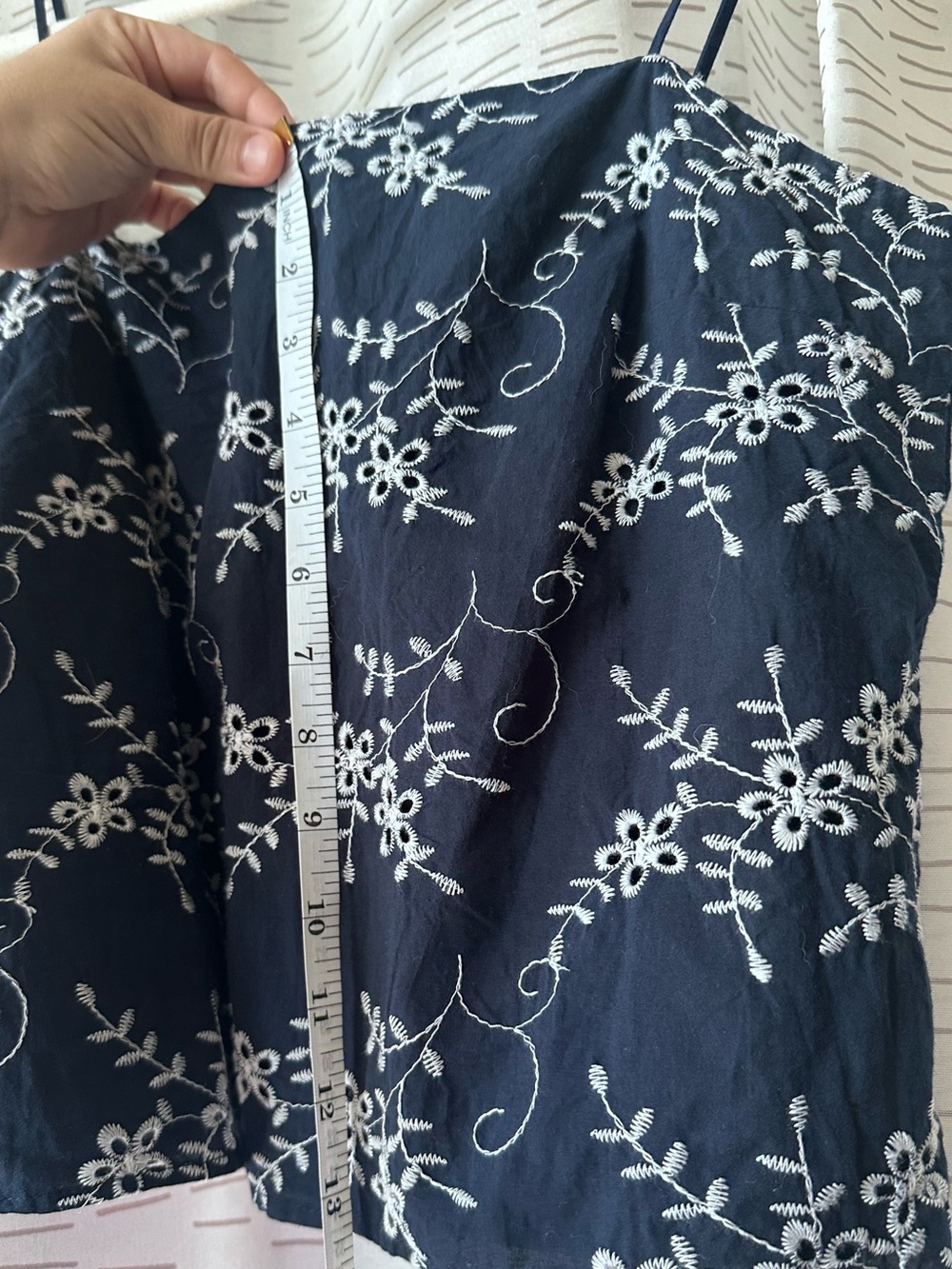 Navy Floral Embroidered Spaghetti Strap Tank Top - Picture 5 of 5